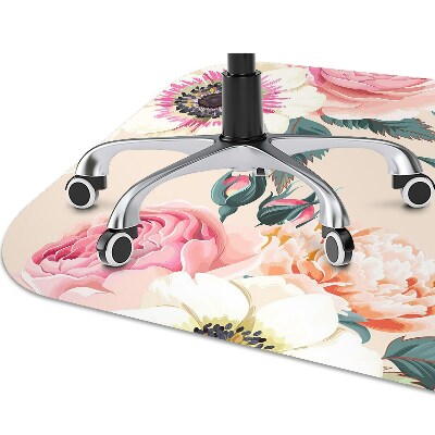 Alfombra silla ordenador Flores pastel