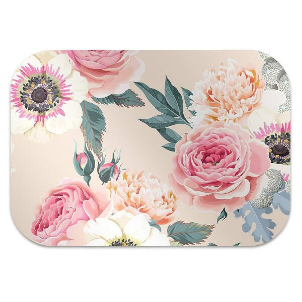 Alfombra silla ordenador Flores pastel