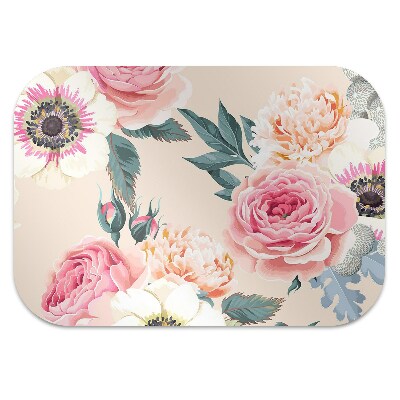 Alfombra silla ordenador Flores pastel