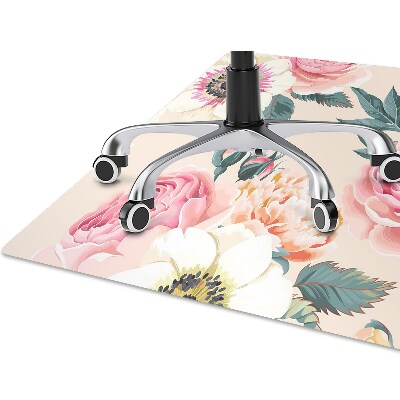 Alfombra silla ordenador Flores pastel