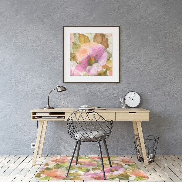 Alfombra silla ordenador Flores pintadas