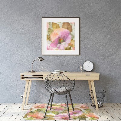 Alfombra silla ordenador Flores pintadas