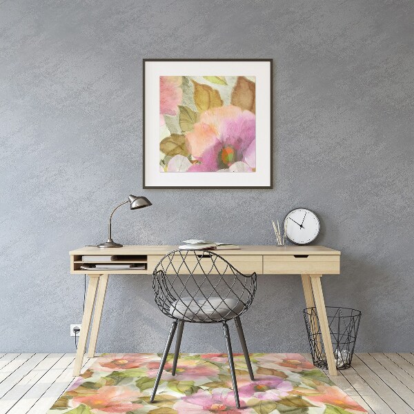Alfombra silla ordenador Flores pintadas