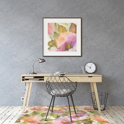 Alfombra silla ordenador Flores pintadas
