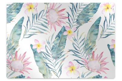 Alfombra silla ordenador Flores de color rosa claro