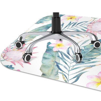 Alfombra silla ordenador Flores de color rosa claro