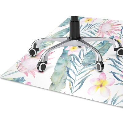 Alfombra silla ordenador Flores de color rosa claro