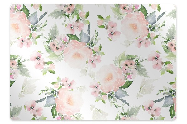 Alfombra silla ordenador Flores pastel