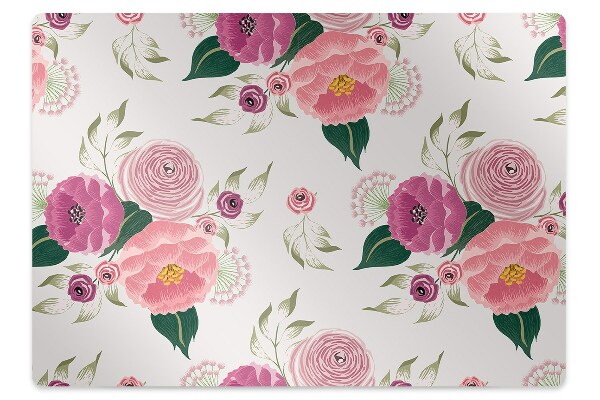 Alfombra para silla de escritorio Flores rosadas