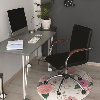 Alfombra para silla de escritorio Flores rosadas