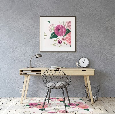 Alfombra para silla de escritorio Flores rosadas