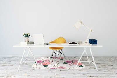 Alfombra para silla de escritorio Flores rosadas
