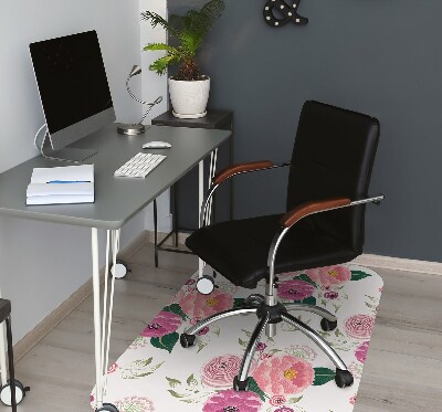 Alfombra para silla de escritorio Flores rosadas