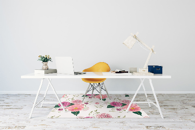 Alfombra para silla de escritorio Flores rosadas