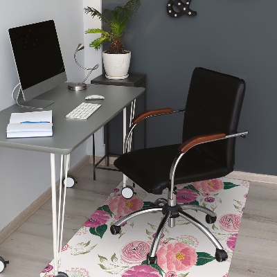 Alfombra para silla de escritorio Flores rosadas