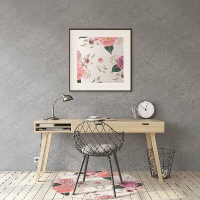Alfombra para silla de escritorio Flores rosadas