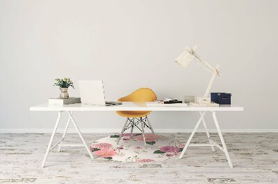 Alfombra para silla de escritorio Flores rosadas