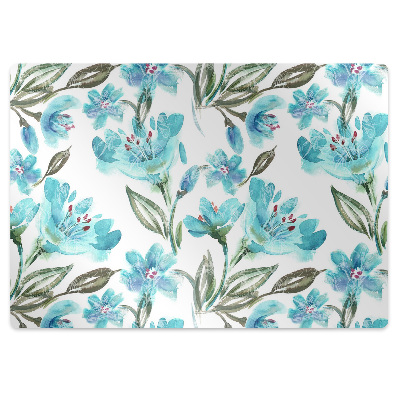 Alfombra silla ordenador Flores turquesas
