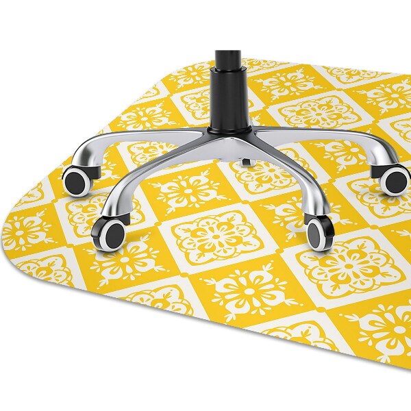 Alfombra para silla de escritorio Patrón blanco amarillo