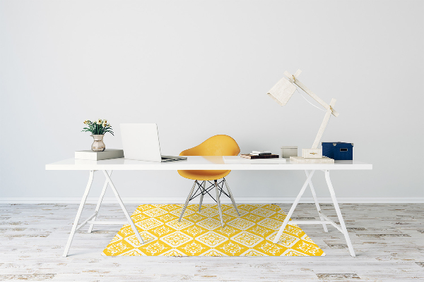 Alfombra para silla de escritorio Patrón blanco amarillo