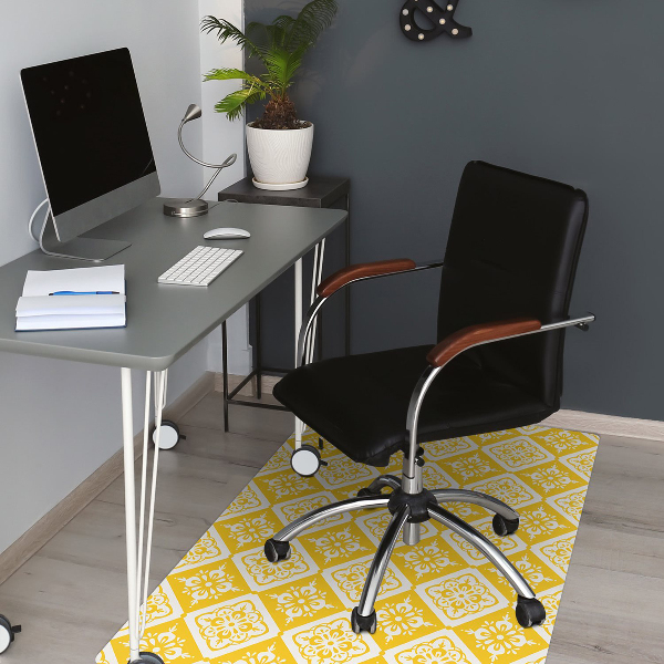 Alfombra para silla de escritorio Patrón blanco amarillo