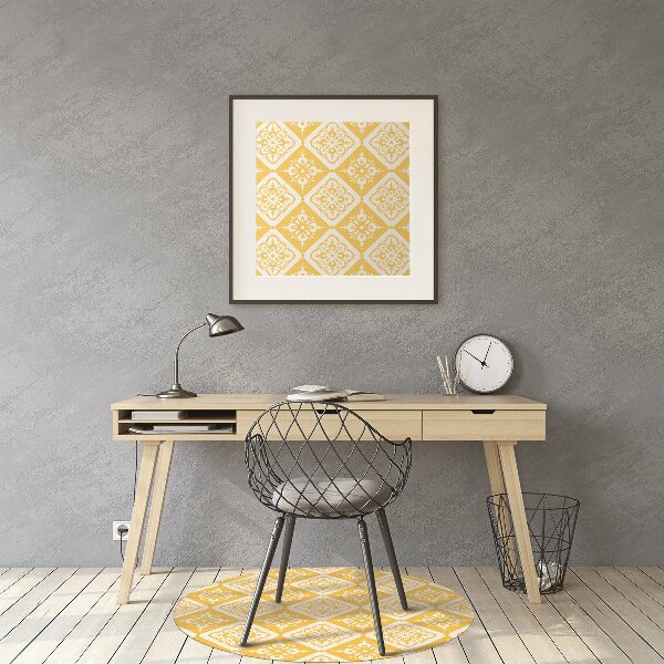 Alfombra para silla de escritorio Patrón blanco amarillo