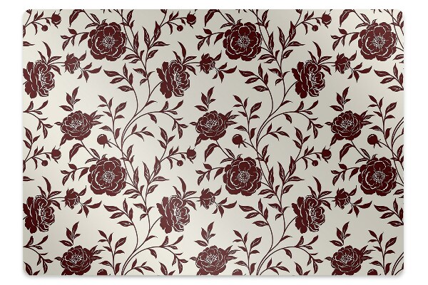 Alfombra silla ordenador Flores borgoña
