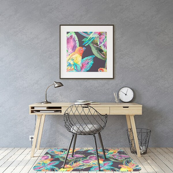 Alfombra para silla de escritorio Loros coloridos