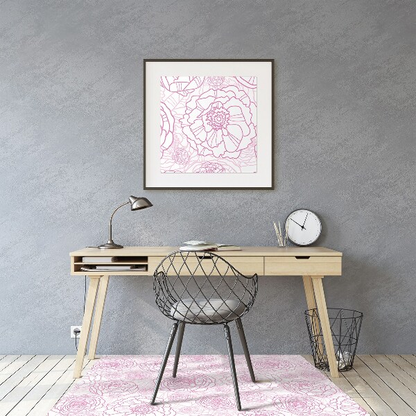Alfombra silla ordenador Flores rosadas