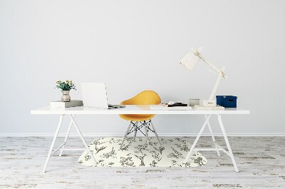 Alfombra para silla de escritorio Flores bocetadas