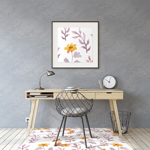 Alfombra para silla de escritorio Flores pintadas