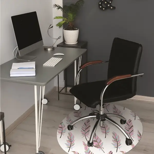 Alfombra silla ordenador Plumas rosas