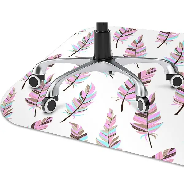 Alfombra silla ordenador Plumas rosas