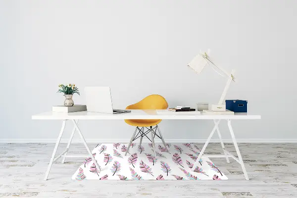 Alfombra silla ordenador Plumas rosas