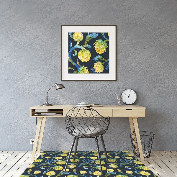 Alfombra para silla de escritorio Flores de alcachofas