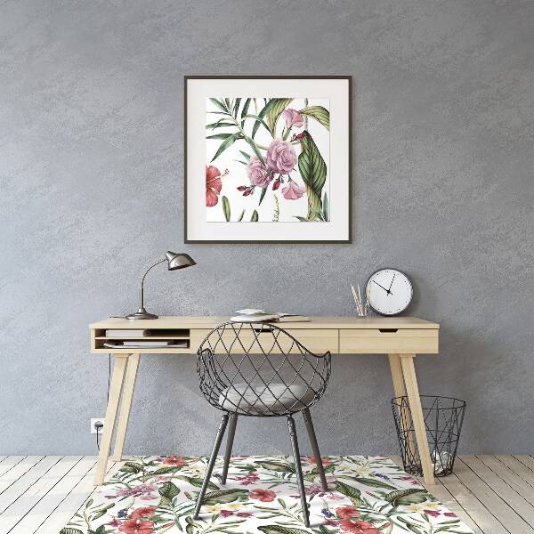 Alfombrilla para silla de escritorio Flores tropicales