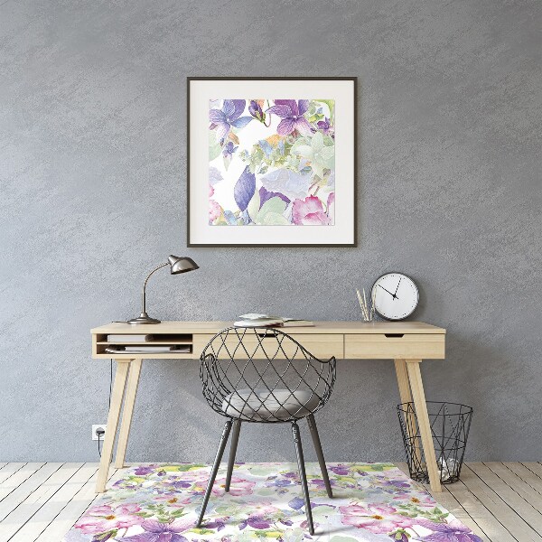 Alfombra silla escritorio Flores moradas