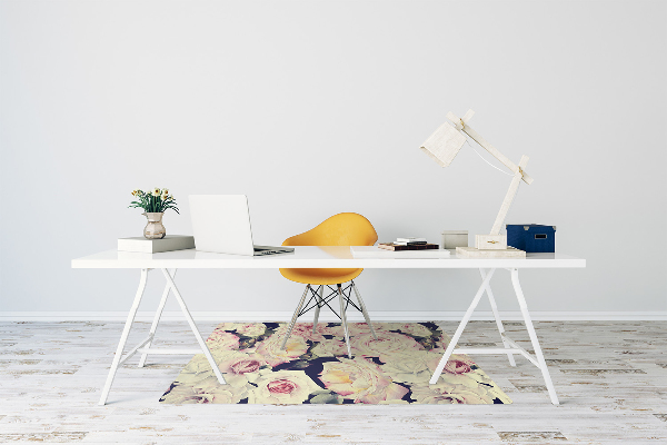 Alfombra para silla de escritorio Rosas blancas