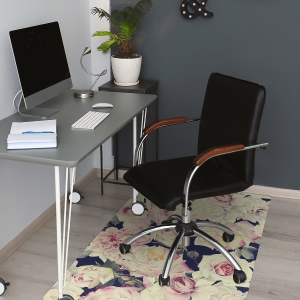 Alfombra para silla de escritorio Rosas blancas