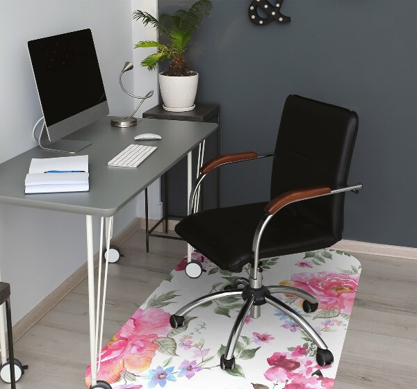 Alfombra silla escritorio Rosas de acuarela