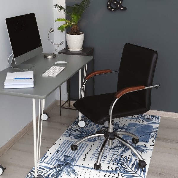 Alfombra para silla de escritorio Palma azul