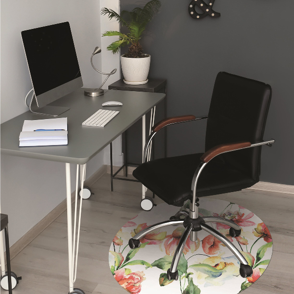 Alfombra protectora suelo para silla Flores silvestres