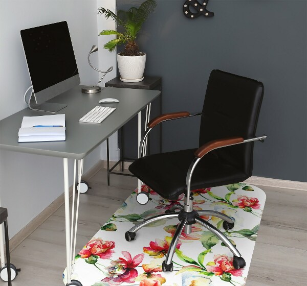 Alfombra protectora suelo para silla Flores silvestres