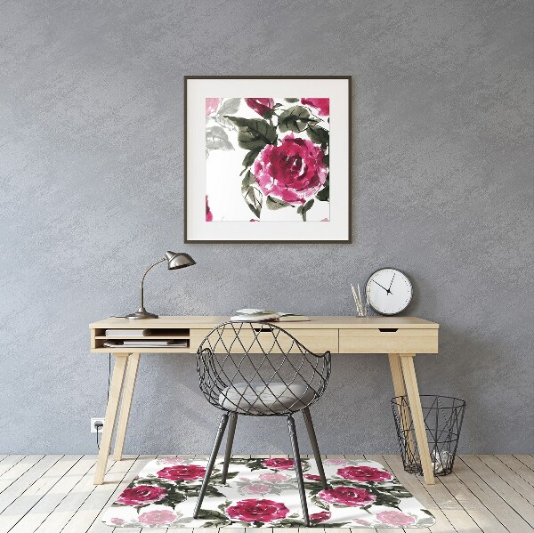Alfombra silla escritorio Rosas pintadas