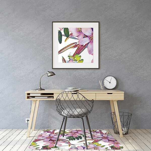 Alfombra para silla de escritorio Flores rosadas