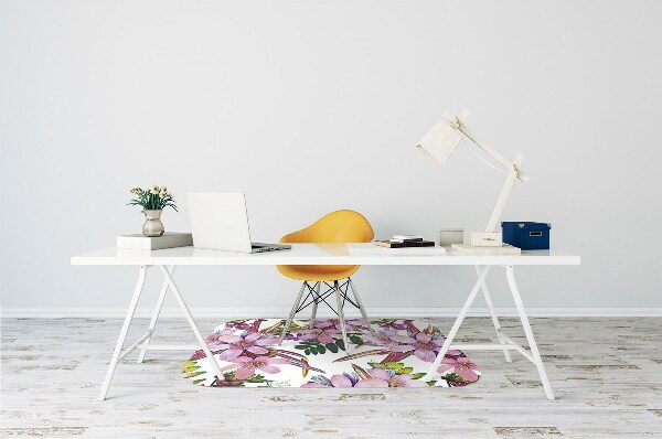 Alfombra para silla de escritorio Flores rosadas