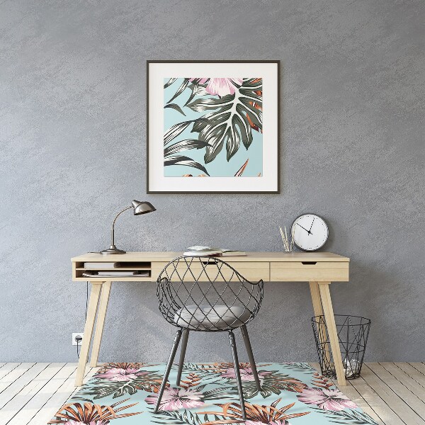 Alfombra para silla de escritorio Flores hibiscus