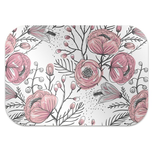 Alfombra para silla de escritorio Arte de rosas pastel