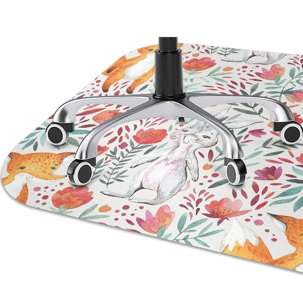 Alfombrilla para silla de escritorio Zorro y conejo