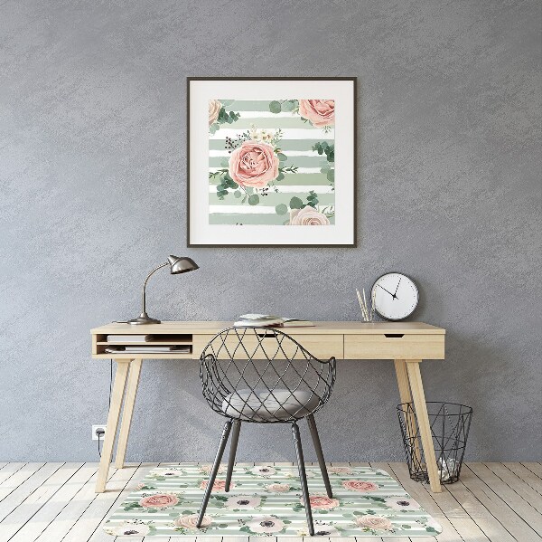 Alfombra silla ordenador Rosas a rayas